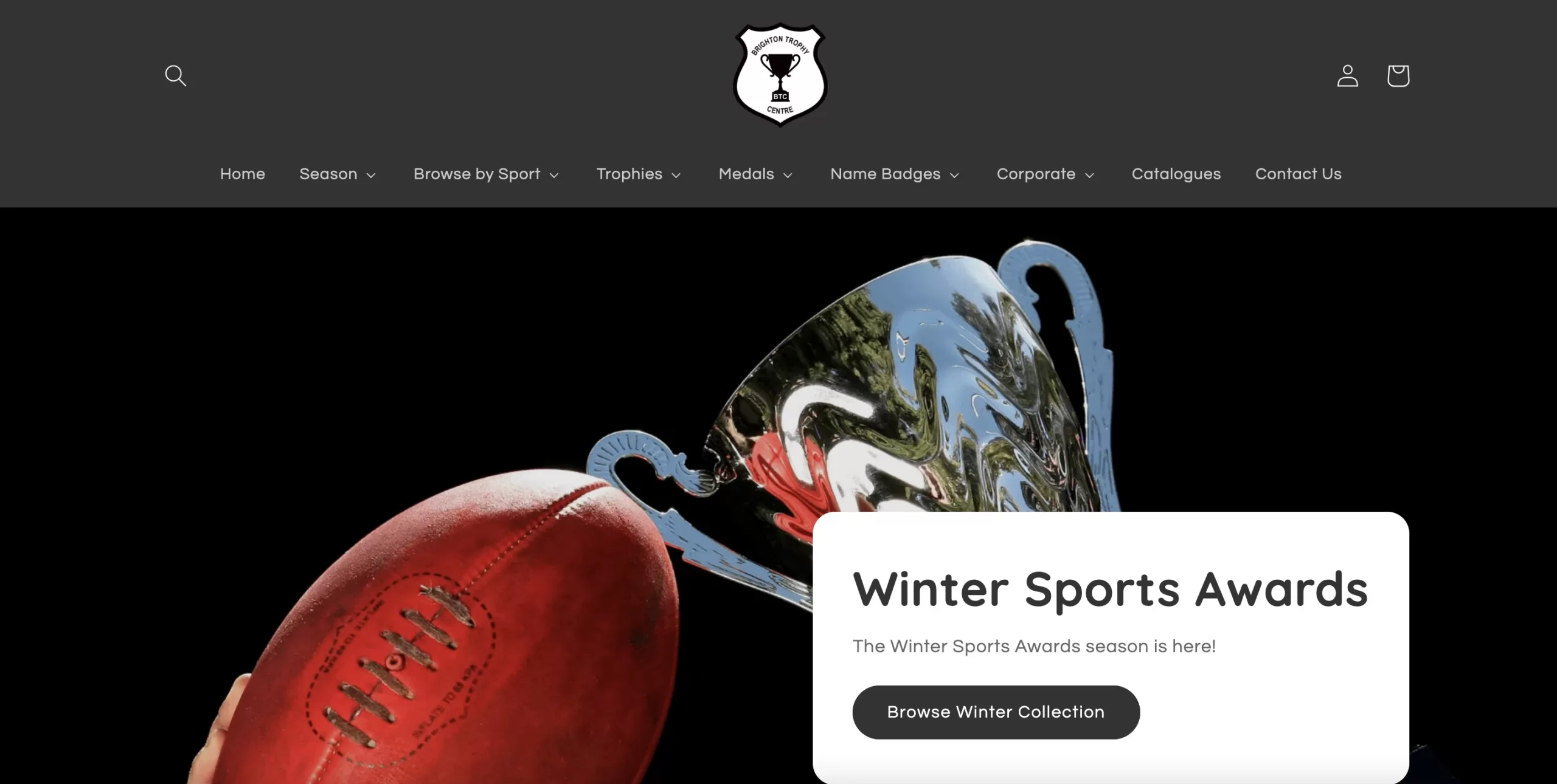 The Brighton Trophy Centre website front page